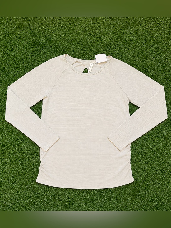 Shambhala Tops - Shambhala Grey Pinstripe Long Sleeve Open Back Top Small